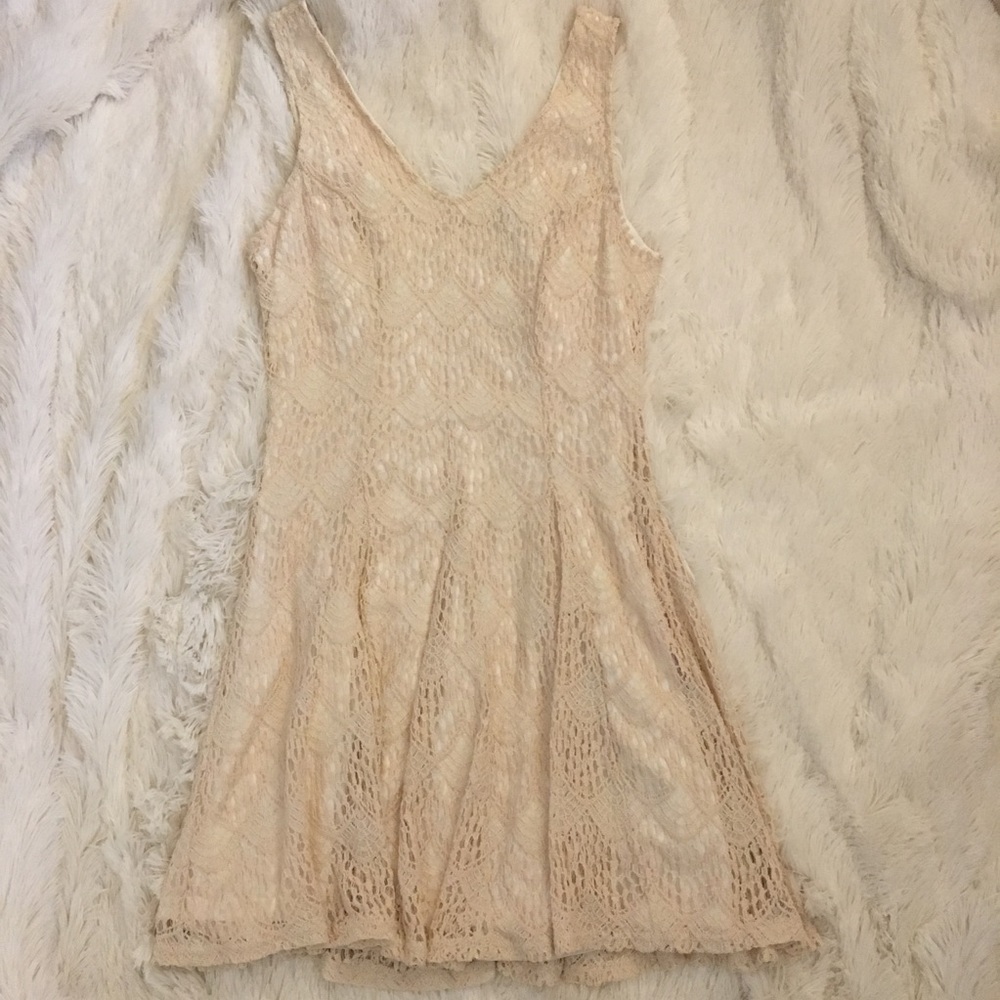 Adorable Cream Crochet Bar III Dress